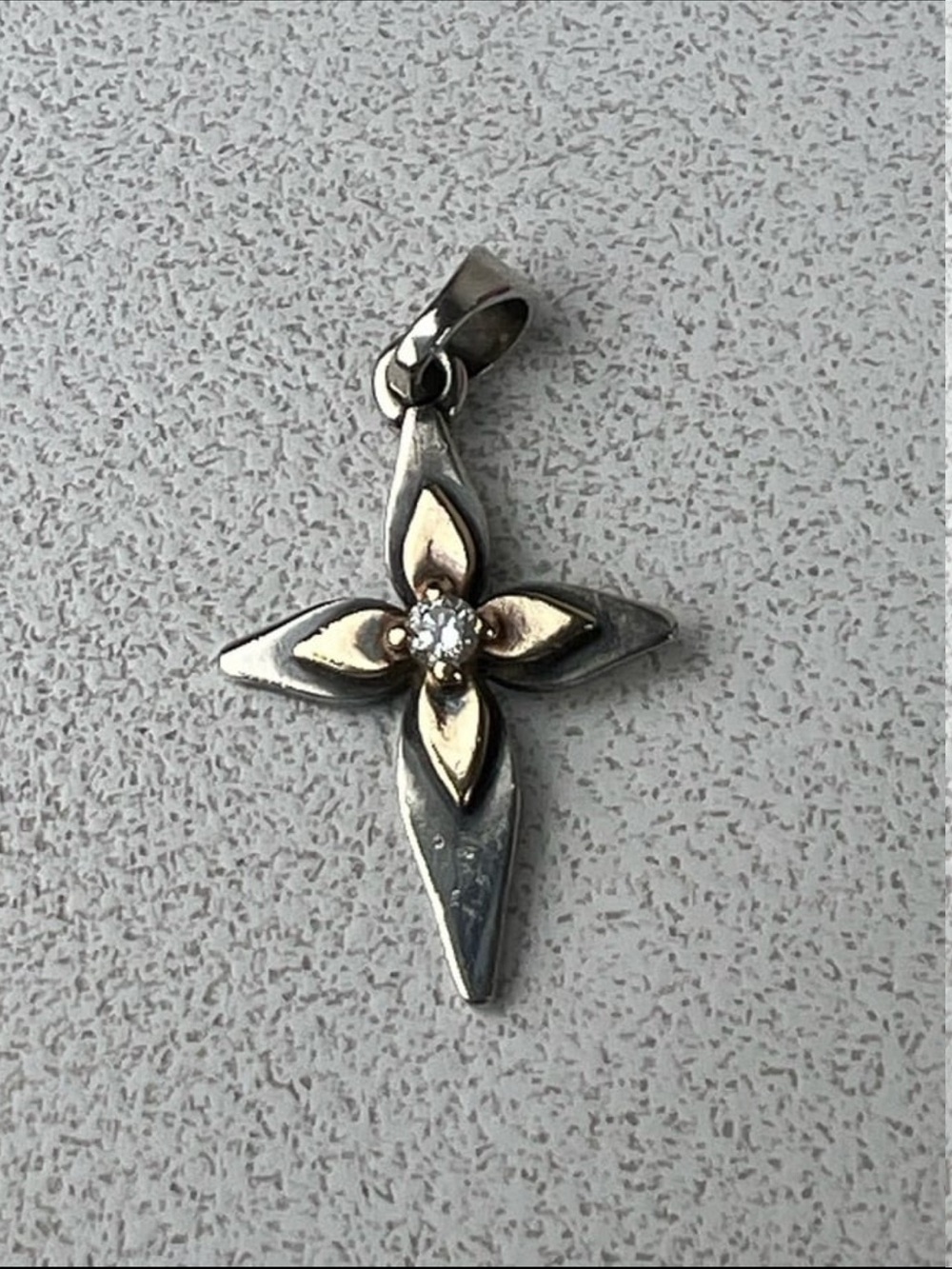 James Avery Light of Christ Cross Pendant with Diamond Center Silver And Gold